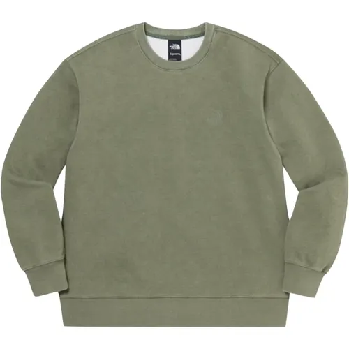 Limited Edition Pigment Printed Crewneck Olive , male, Sizes: XL, S, M - Supreme - Modalova