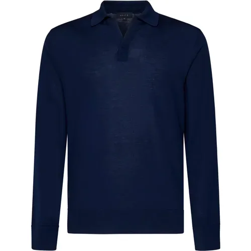 Blauer Langarm-Poloshirt , Herren, Größe: M - Sease - Modalova