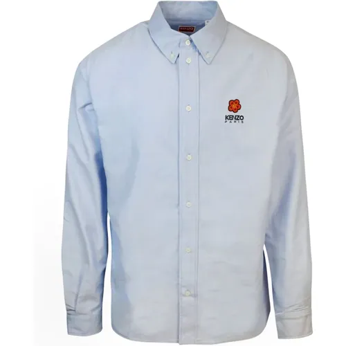 Blaues Oxford Hemd 'Boke Flower' Crest , Herren, Größe: XL - Kenzo - Modalova