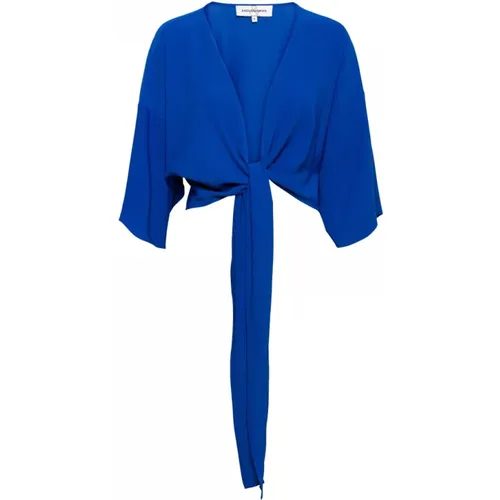 Kobaltblauer Top mit Kurzen Ärmeln , Damen, Größe: XL - &Co Woman - Modalova