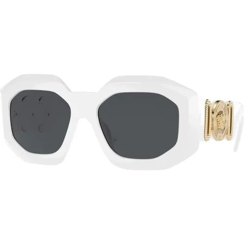 Dark Grey Sunglasses , female, Sizes: 56 MM - Versace - Modalova