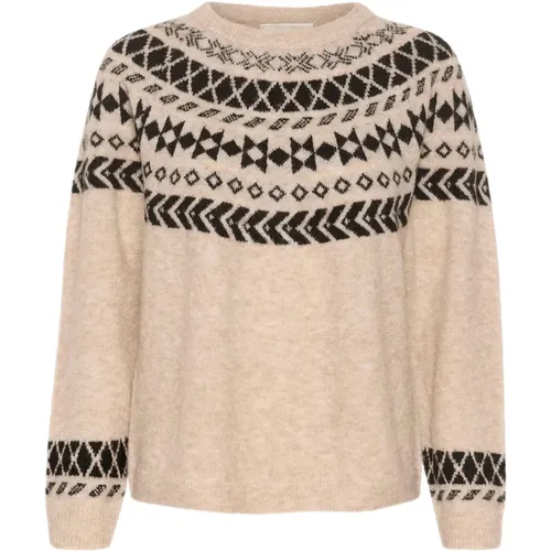 Ancient Scroll Jaquard Strickpullover , Damen, Größe: L - Cream - Modalova