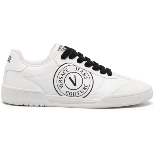 Weiße Sneakers mit Logo-Druck , Herren, Größe: 44 EU - Versace Jeans Couture - Modalova