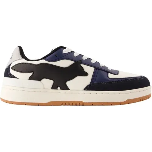 Blue Leather Sneakers - Round Toe , female, Sizes: 5 UK, 4 UK, 6 UK, 7 UK - Maison Kitsuné - Modalova