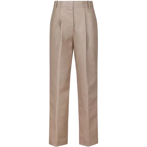 Neutral Taupe Leather Trousers , female, Sizes: XS, M, L, S - Calvin Klein - Modalova