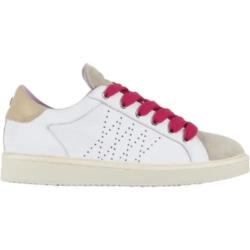 Weiße Schnürsneaker mit Fuchsia Schnürsenkeln , Damen, Größe: 38 EU - Panchic - Modalova