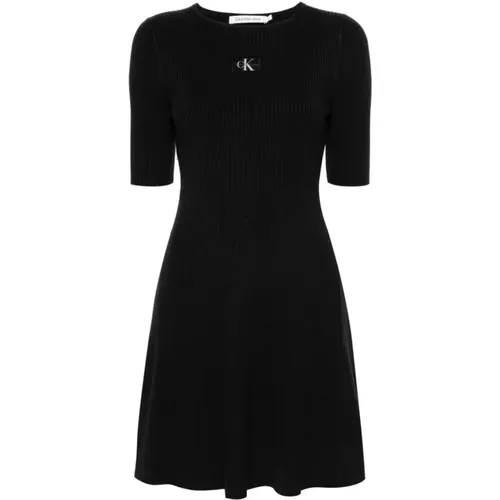 Cotton Flare Dress , female, Sizes: S, XS, L, M - Calvin Klein Jeans - Modalova