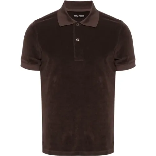 Cotton Polo Shirt with Towelling , male, Sizes: L - Tom Ford - Modalova