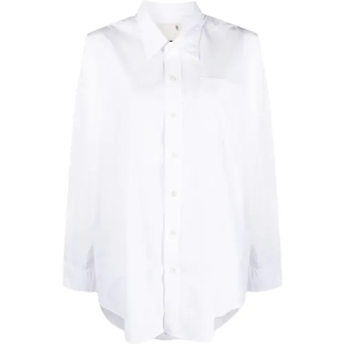 Weißes Drop Neck Oxford Hemd , Damen, Größe: S - R13 - Modalova