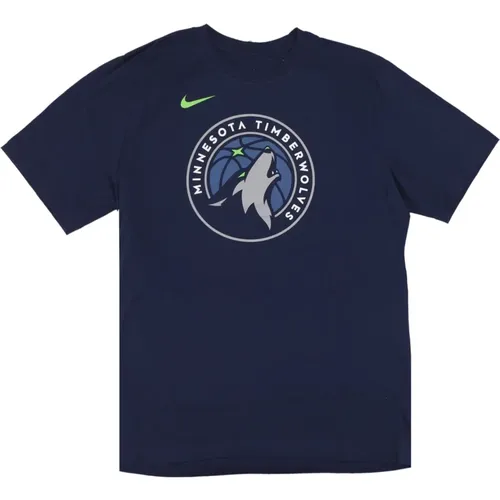 Timberwolves Logo Tee Navy , Herren, Größe: S - Nike - Modalova