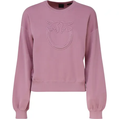 Soft Knit Sweater with Love Birds Logo , female, Sizes: XS, M - pinko - Modalova