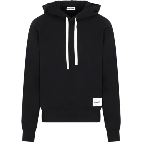 Schwarzer Baumwoll-Hoodie-Sweatshirt - Jil Sander - Modalova