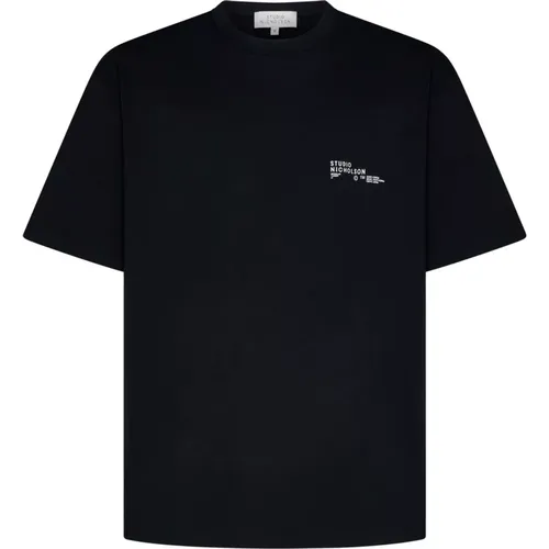 Schwarzes Logo Boxy Fit T-Shirt - Studio Nicholson - Modalova