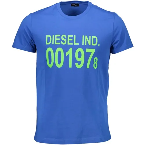 Blaues Baumwoll-T-Shirt mit Rundhalsausschnitt , Herren, Größe: S - Diesel - Modalova