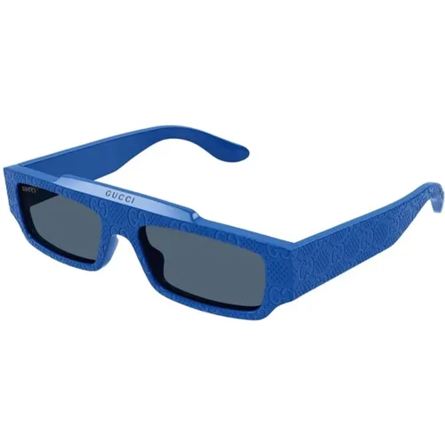 Blaues Gestell Blaue Gläser Sonnenbrille , Damen, Größe: 55 MM - Gucci - Modalova