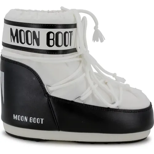 Weiße Leinwand flache Schuhe mit Logo , Damen, Größe: 35 EU - moon boot - Modalova