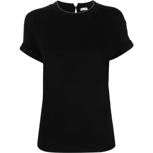Schwarze T-Shirts & Polos für Frauen , Damen, Größe: L - BRUNELLO CUCINELLI - Modalova