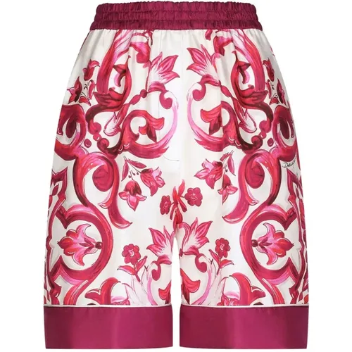 Majolica Print Pajama Shorts , female, Sizes: S, 2XS - Dolce & Gabbana - Modalova