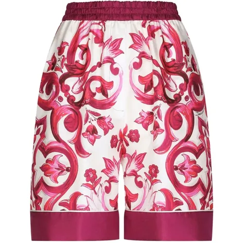 Majolica Print Pajama Shorts , female, Sizes: S, 2XS, XS - Dolce & Gabbana - Modalova