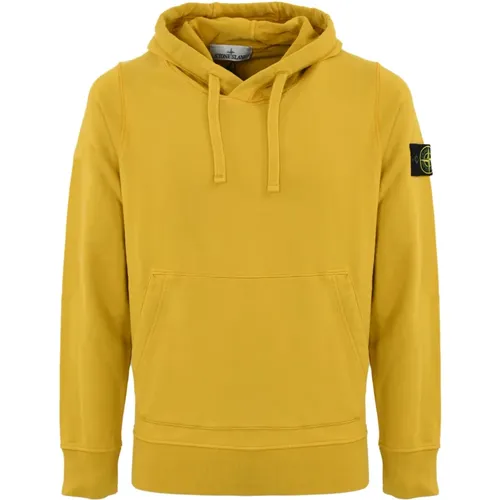 Gelber Hoodie mit Logo-Patch , Herren, Größe: L - Stone Island - Modalova