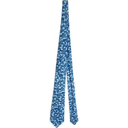 Seidenblumen Dunkelblaue Krawatte , Herren, Größe: ONE Size - Kiton - Modalova