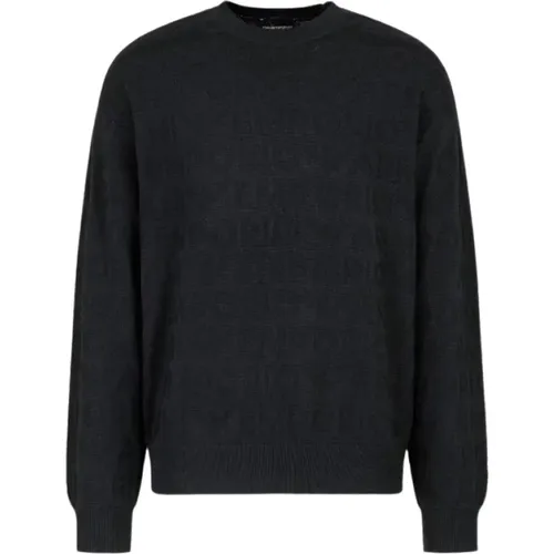 Links-Motiv Pullover mit Logo-Einlage , Herren, Größe: M - Emporio Armani - Modalova