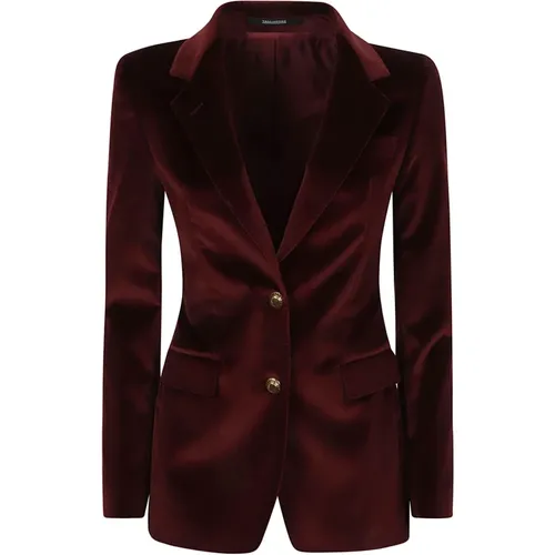 Burgundy Velvet Blazer , female, Sizes: XS, L - Tagliatore - Modalova