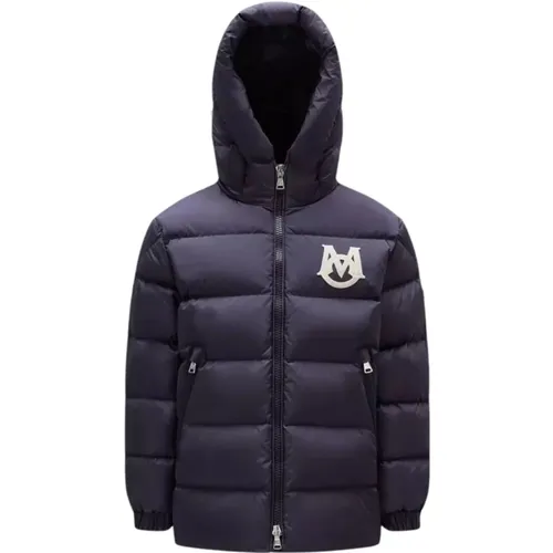 Blaue Kurze Parka Moncler - Moncler - Modalova