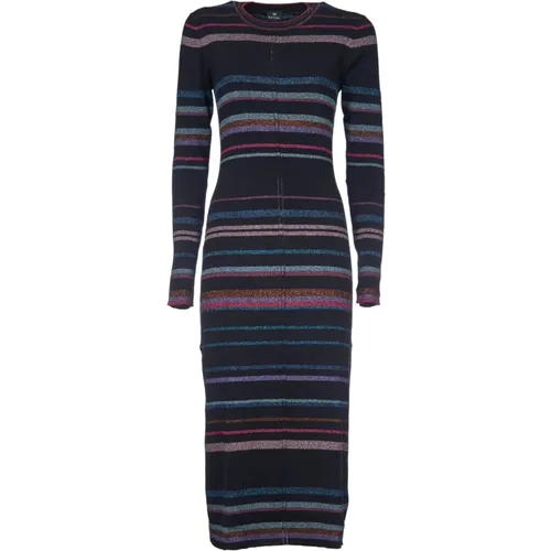 Striped Black Dress Aw24 , female, Sizes: S, M, XS - PS By Paul Smith - Modalova