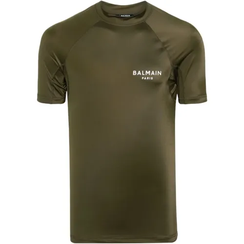 Raglan short sleeves t-shirt , male, Sizes: M, L - Balmain - Modalova