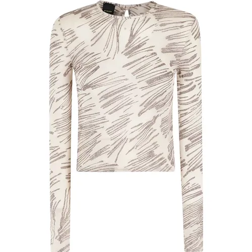 Mesh Tulle Print Top , Damen, Größe: S - pinko - Modalova