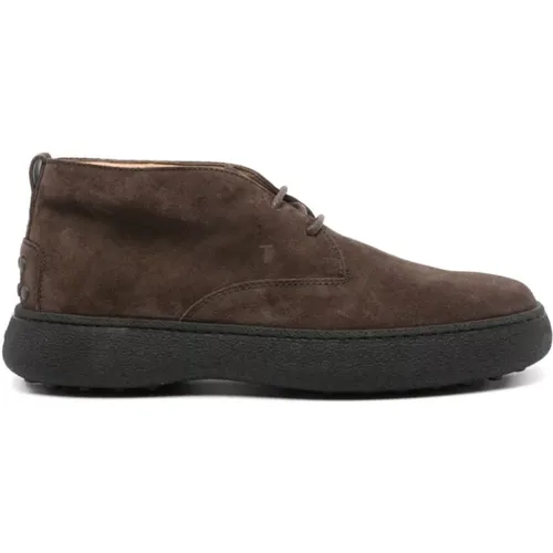 Braune Wildleder Schnürstiefel , Herren, Größe: 40 1/2 EU - TOD'S - Modalova