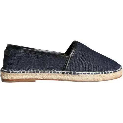 Blaue Denim Leder Espadrilles Schuhe , Damen, Größe: 40 EU - Dolce & Gabbana - Modalova