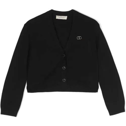 Schwarze V-Ausschnitt Strickjacke - Twinset - Modalova