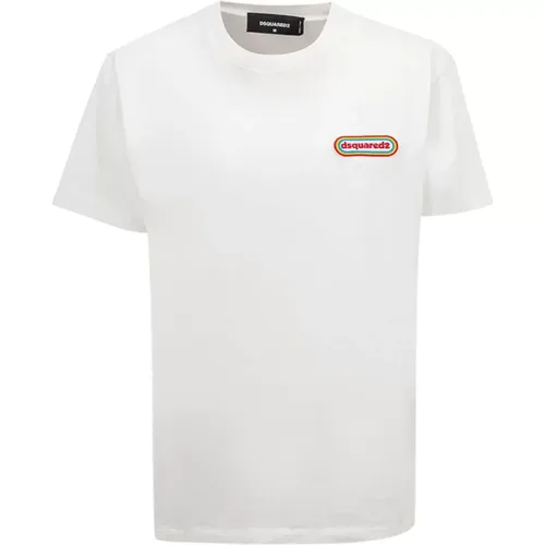 Patch Logo T-Shirt , Damen, Größe: M - Dsquared2 - Modalova