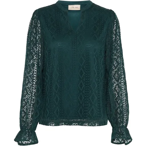 Elegant Lace Blouse in Ponderosa Pine , female, Sizes: S, XS, 2XL, M, L - Cream - Modalova