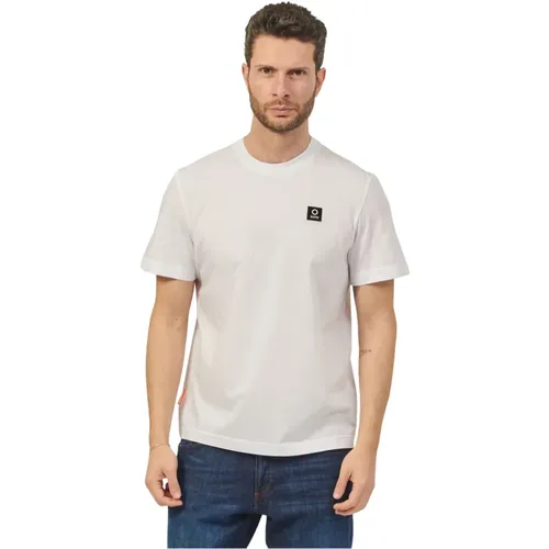 Weiße Baumwoll-T-Shirt mit Logo-Patch , Herren, Größe: L - Suns - Modalova