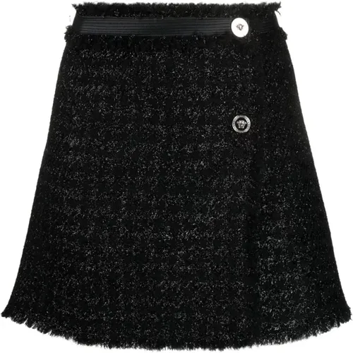 Frayed Tweed Miniskirt , female, Sizes: 2XS - Versace - Modalova