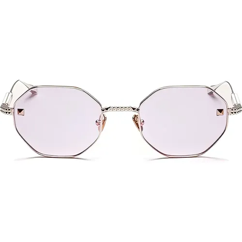 Gold Hexagonal Sunglasses with Japanese Titanium Structure , female, Sizes: ONE SIZE - Valentino - Modalova