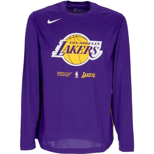 Lakers Langarmshirt Lila/Gelb , Herren, Größe: XS - Nike - Modalova