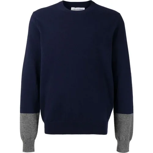 Blaues Woll-Overshirt mit Zweifarbendesign , Herren, Größe: L - Comme des Garçons - Modalova