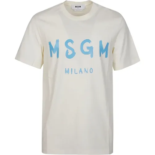 Logo Print T-Shirt , male, Sizes: S, L - Msgm - Modalova