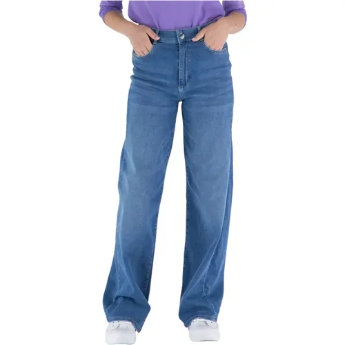 Crystal Embellished Wide Leg Jeans , female, Sizes: W30, W29 - Liu Jo - Modalova
