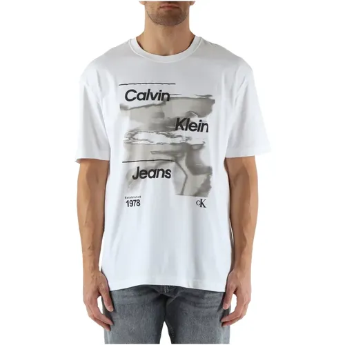 Baumwoll Logo Print T-shirt , Herren, Größe: L - Calvin Klein Jeans - Modalova