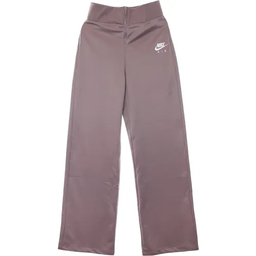 Lila Rauch/Weiß Lange Hose Leichte Latzhose , Damen, Größe: S - Nike - Modalova