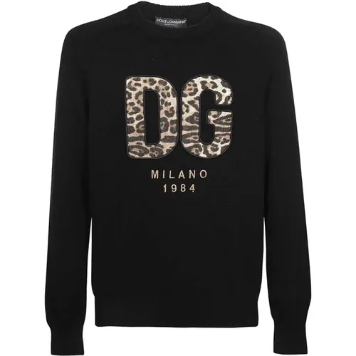Schwarzer Wollpullover für Männer , Herren, Größe: M - Dolce & Gabbana - Modalova