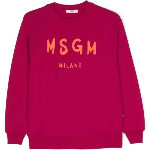 Fuchsia Baumwolle Mädchen Sweatshirt - MSGM - Modalova