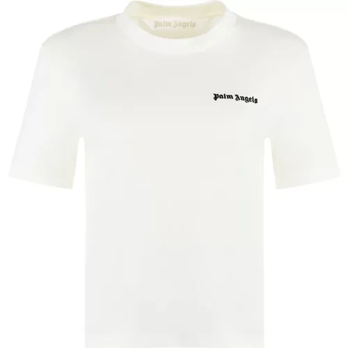 Cotton crew-neck T-shirt , female, Sizes: XS, S, M - Palm Angels - Modalova