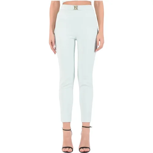 Ankle-length straight pants in stretch crepe , female, Sizes: XL, L - Elisabetta Franchi - Modalova