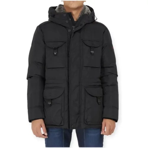 Schwarze Winterjacke für Herren mit Vier Vordertaschen - M - Peuterey - Modalova